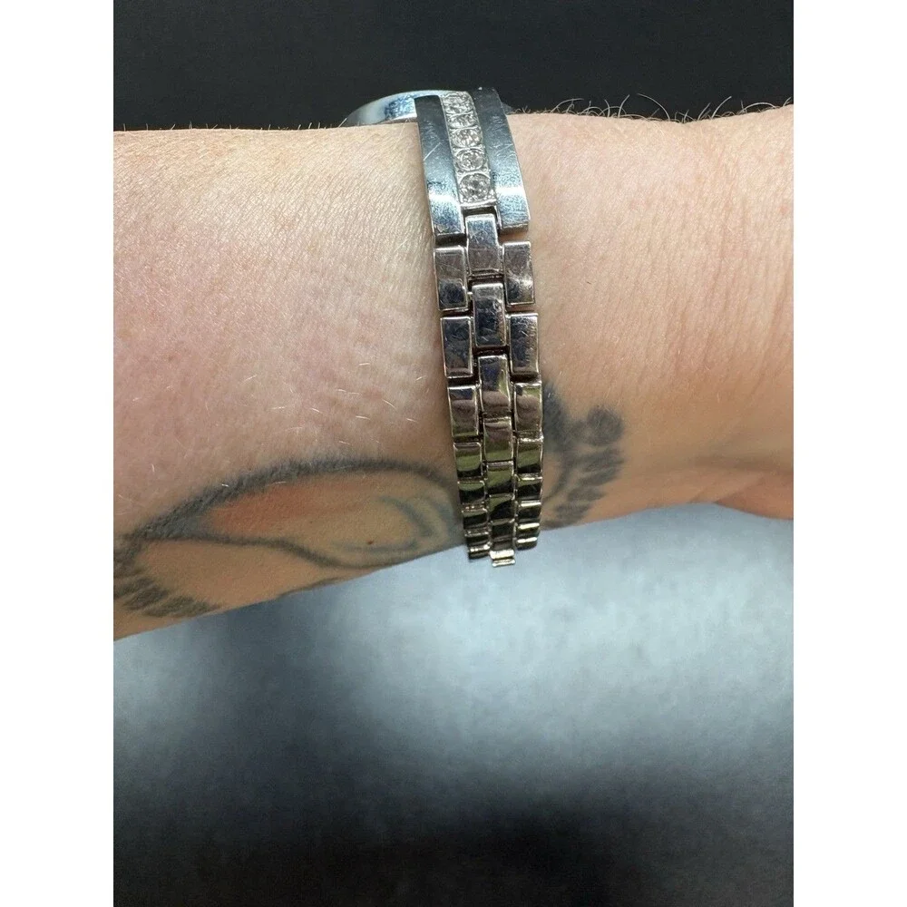 Jessica Simpson Silver  and Gold Tone Rhinestone Dial Women’s Watch